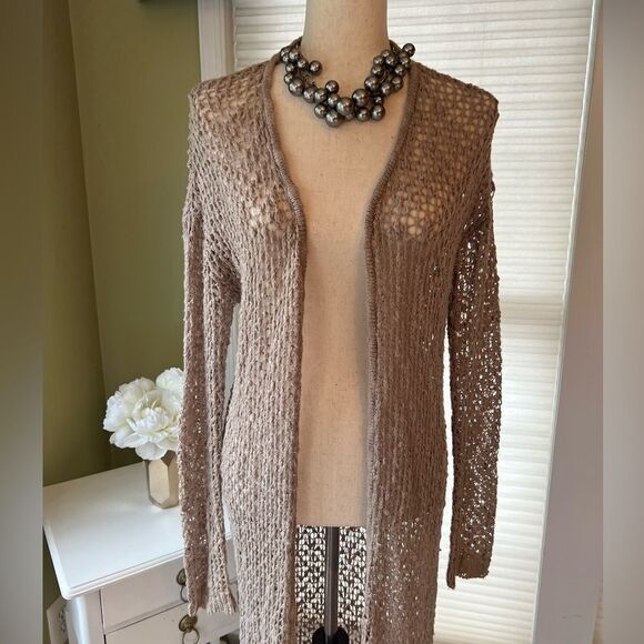 Forever 21 open knit neutral sweater Maxi length cover up Women’s S - Picture 10 of 11